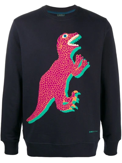 Ps By Paul Smith Organic Cotton Dinosaur Print Sweatshirt In Blue