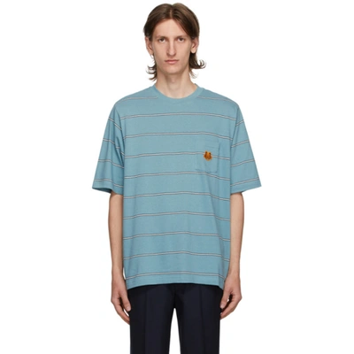 Kenzo Blue Seasonal Stripe Pocket T-shirt In 62 Glacier