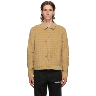 Palm Angels Tan Checkered Corduroy Jacket In Beige