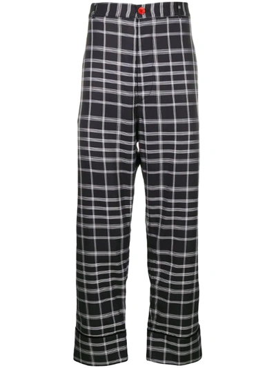 Marni Checked Turn Up Cuff Trousers In Black