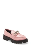 Jeffrey Campbell Recess Chain Platform Loafer In Pink Patent