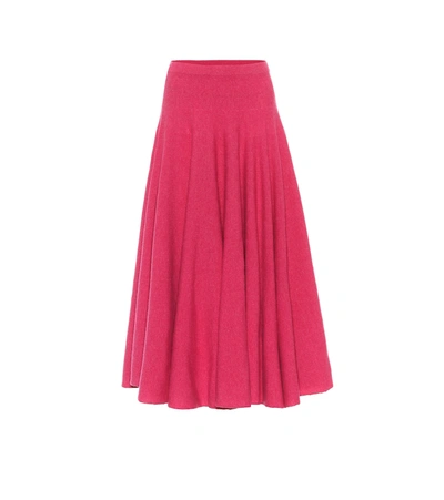 Marni Virgin Wool Pleated Midi Skirt In Fuchsia