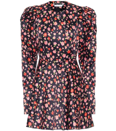 Rotate Birger Christensen Pauline Flared Floral-print Duchesse-satin Mini Dress In Multi