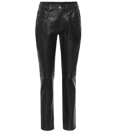 Mm6 Maison Margiela High-rise Slim Leather Pants In Black