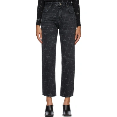 Balenciaga Lasered Logo Organic Denim Jeans In Schwarz