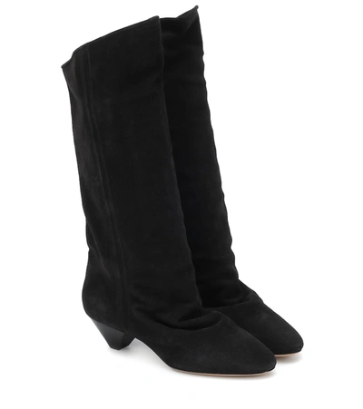 Isabel Marant Dathy's Slouchy Suede Boots In Black