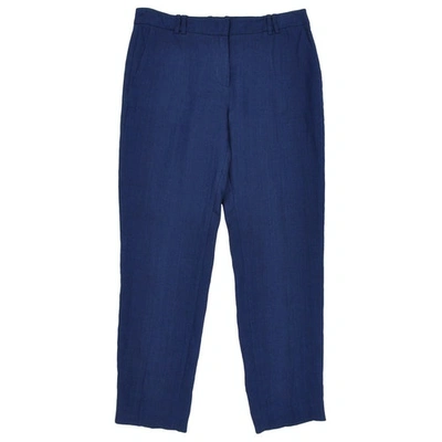 Pre-owned Max Mara Linen Straight Pants In Navy