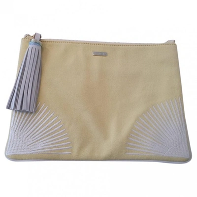 Pre-owned Melissa Odabash Linen Clutch Bag In Yellow
