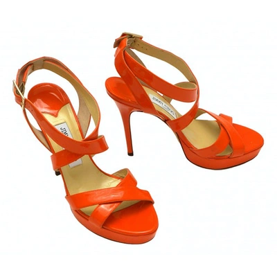 Pre-owned Jimmy Choo Patent Leather Sandals In Orange