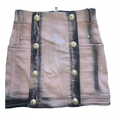 Pre-owned Balmain Beige Cotton Skirt