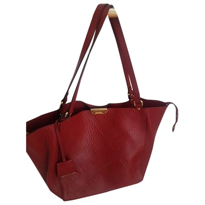 Pre-owned Burberry Leather Handbag In Red