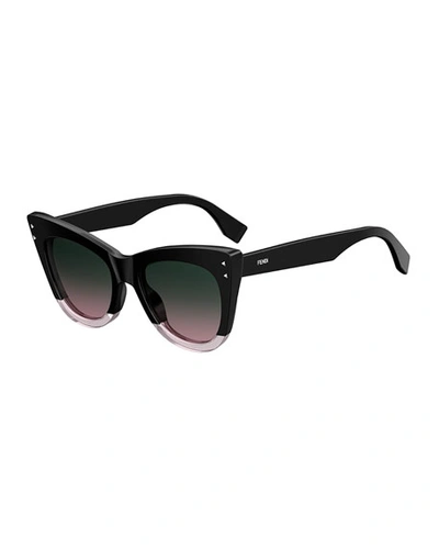 Fendi Two-tone Acetate Cat-eye Sunglasses In Black/pink