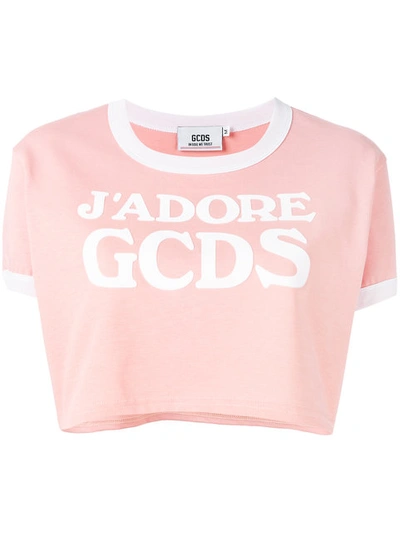 Gcds Logo Cropped T In Pink