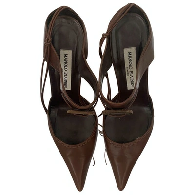 Pre-owned Manolo Blahnik Brown Leather Sandals