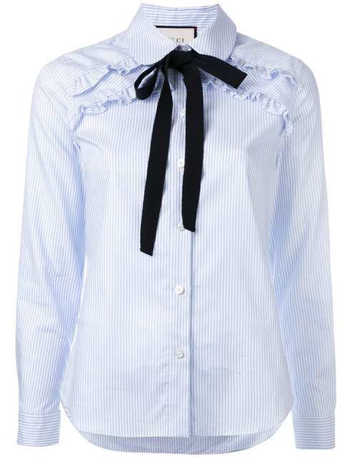 Gucci Striped Neck Tie Shirt | ModeSens