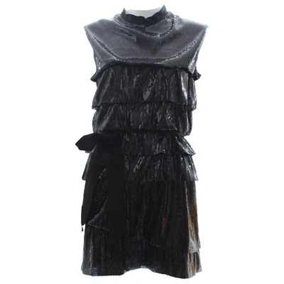 Pre-owned Lanvin Glitter Mini Dress In Black