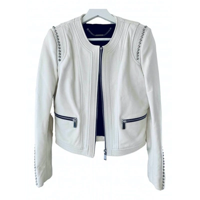Pre-owned Barbara Bui Leather Biker Jacket In White