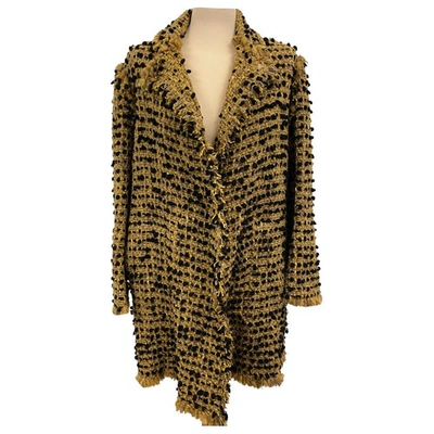 Pre-owned Lanvin Tweed Coat In Yellow