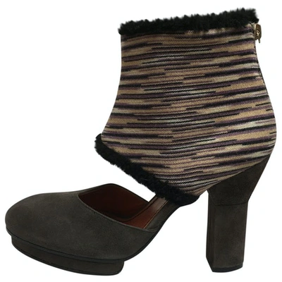 Pre-owned Missoni Leather Ankle Boots In Grey
