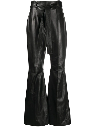 16arlington Hana Leather Flared Pants In Black