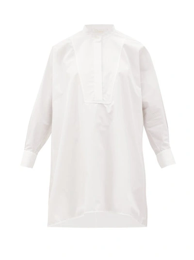 Chloé Mandarin-collar Cotton-poplin Longline Shirt In White