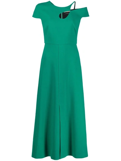 Roland Mouret Thean Cutout Cap-sleeve Cady-crepe Dress In Green