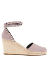 Valentino Garavani Rockstud-strap Leather Espadrille Wedges In Cream