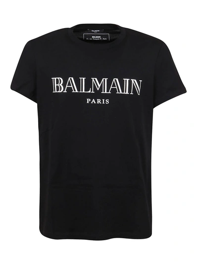 Balmain Logo Lettering T-shirt In Black