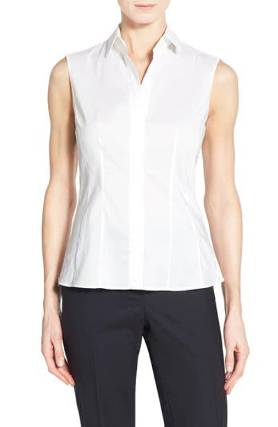 Hugo Boss Bashiva Poplin Sleeveless Blouse In White