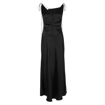 Anna October Spetses Black Satin Midi Dress