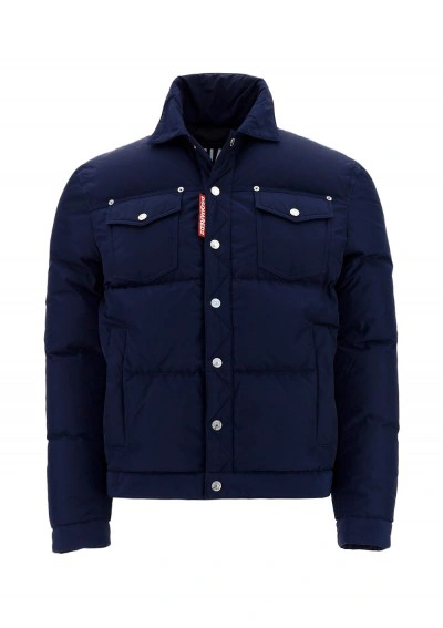 Dsquared2 Shirt-style Puffer Jacked In Blue