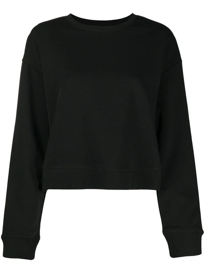 Red Valentino Crew Neck Cashmere & Silk Blend Solid Colorway Sweater In Black