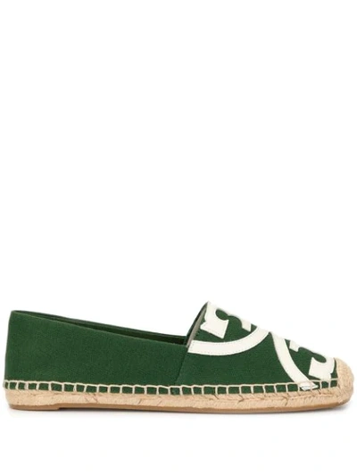 Tory Burch Leather-trimmed Canvas Espadrilles In Green