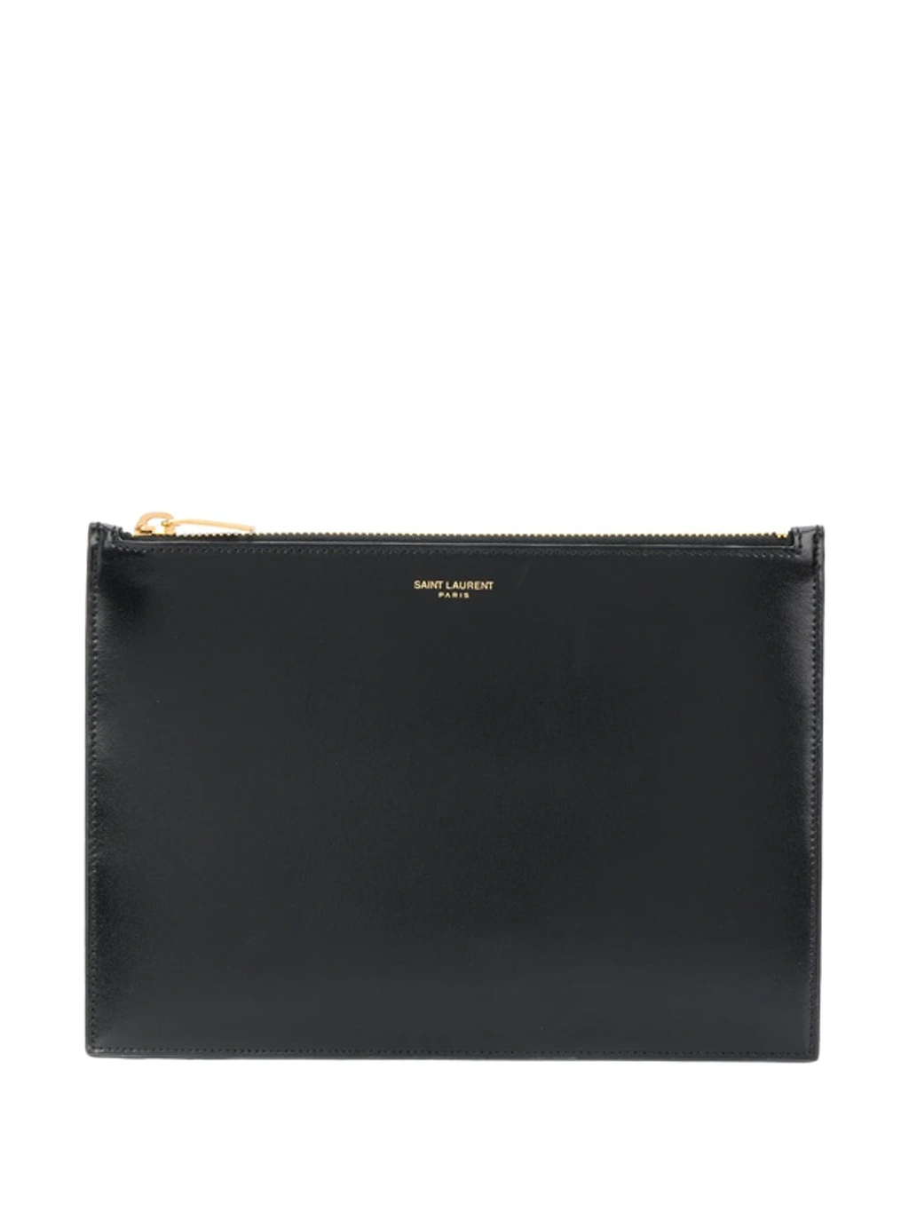 Saint Laurent Paris Large Embossed Logo Pouch In Black