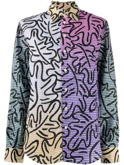 M Missoni Long Sleeve Abstract Print Shirt In Blue