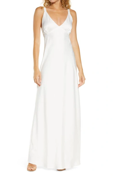 Wayf Vlora Double Strap Satin Maxi Dress In Ivory | ModeSens