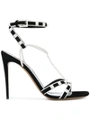 Valentino Garavani Free Rockstud-embellished Suede Sandals In Black White