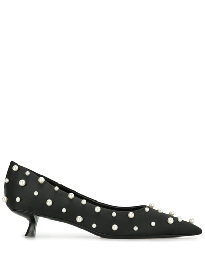 Cult Gaia Pearl-embellished Pointed-toe Pumps In Black