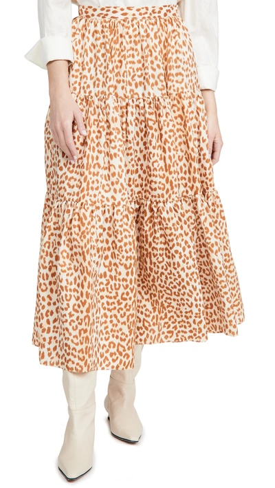 Ulla Johnson Women's Chantal Printed Silk Taffeta Midi Skirt In Cheetah