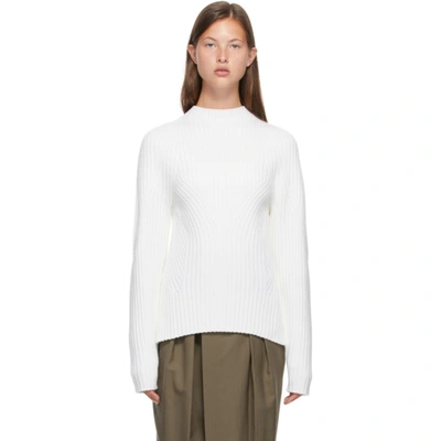 Low Classic Women's Ribbed-knit Wool-blend Cropped Mock-neck Sweater In Ivory