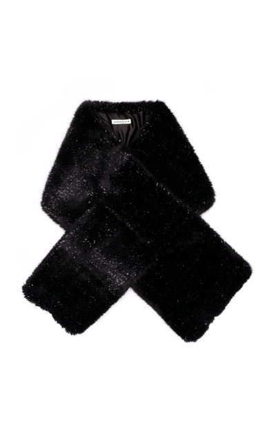 Eugenia Kim Victoria Metallic Faux Fur Scarf In Black