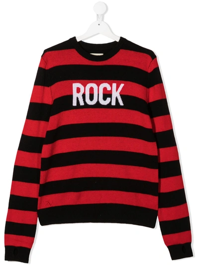Zadig & Voltaire Kids' Red And Black Jumper For Boy With White Writing