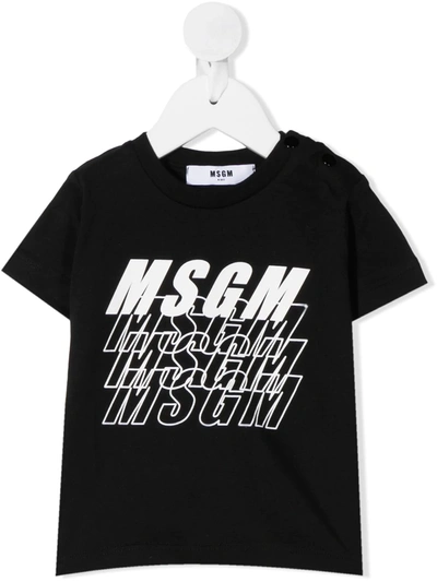 Msgm Black T-shirt For Baby Boy With Logos