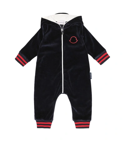 Moncler Blue Babygrow For Babykids With Iconic Patch