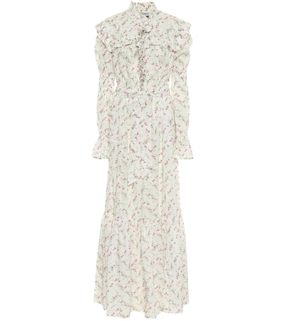 Philosophy Di Lorenzo Serafini Ruffled Floral-print Cotton Maxi Dress In White