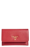 Prada Saffiano Wallet/card Case, Red (fuoco) In 68z Fuoco