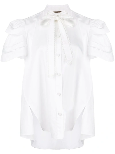 Adam Lippes Trapeze Top With Embroidered Trim In Cotton Shirting In White
