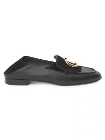 Chloé C Leather & Nubuck Loafers In Black