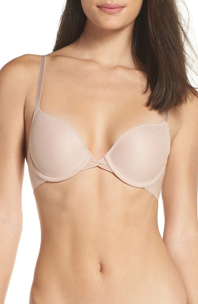 On Gossamer Beautifully Basic Lace Trim Plunge Bra In Champagne