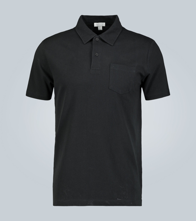 Sunspel Short-sleeved Riviera Polo Shirt In Black